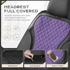 Coverado Car Seat Cover 5 Seats, Leather Seat Covers Full Set, Durable Waterproof Car Seat Protectors, Black and Purple Seat Cover, Spill-Proof Automotive Seat Covers Universal Fit for Most Cars - Image 3