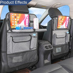 Car Backseat Organizer with Foldable Table Tray, 6 Storage Pocket Vehicle Seat Back Protector Kick Mat with Touch Screen Phone Holder, Auto Seat Organizer for Travel, Universal Fit (Grey) - Image 6