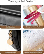 2Pcs Clear Makeup Bags Set, Clear Travel Makeup Brush Holder Leather Makeup Case Toiletry Bag with Zipper Portable Cosmetic Pouch Waterproof Makeup Brush Storage Bag Car Bag for Essentials - Image 6