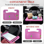 2 in 1 Car Steering Wheel Desk, Car Tray, Car Steering Wheel Desk Tray & Auto Seat Gap Filler Organizer, Multipurpose Travel Auto Steering Wheel Under Table Console for Most Vehicles (Pink) - Image 4
