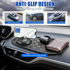 Multifunctional Car Anti-Slip Mat, Rotatable Car Anti Slip Mat Phone Holder | Universal Dashboard Pad with Temporary Parking Number, Dashboard Accessories for Sunglass Chapstick (Black White) - Image 5