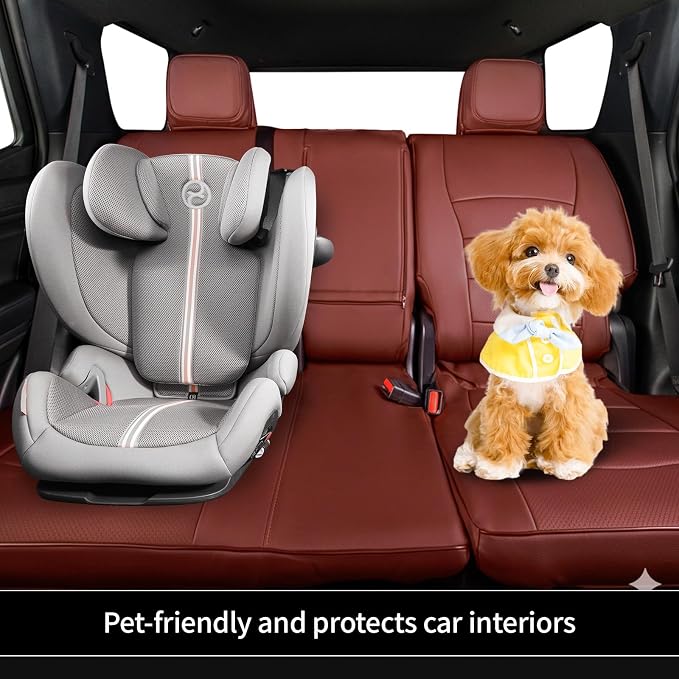 EKR Car Seat Covers Custom Fit for Toyota 4Runner(5 Seats) Full Set | for Toyota 4Runner 2003-2009(Power Front Seats)Full Wrap,Airbag Compatible,Waterproof Pet-resistant,Faux Leather(Burgundy) - Image 5