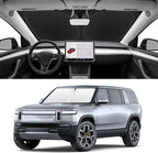 Custom Fit Windshield Sun Shade for Rivian R1S/R1T 2022-2025 | Blocks UV Rays and Sun Heat, Helps Reduce Interior Temperature, Protects Dashboard from Fading, Folds Easily for Storage by SLOGENTO