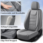 Coverado Car Seat Covers Full Set, Seat Covers for Cars, Car Seat Cover, Car Seat Protector Waterproof, Leather Car Seat Cushion, Universal Car Interior Covers Seat Protectors for Most Cars Gray - Image 2