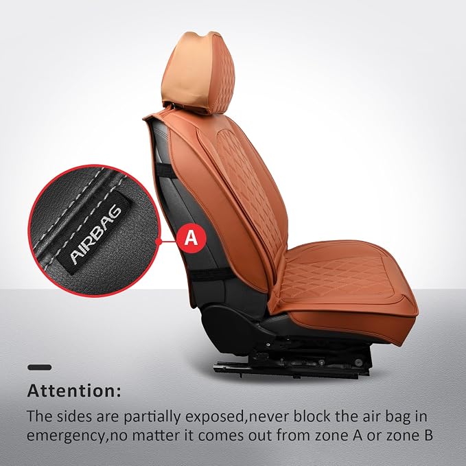 Front Seat Covers, Waterproof Car Seat Covers for Sedan Truck SUV | Seat Covers brown,Leather Car Seat Cover,2pcs front seat covers, Universal Seat Protector For Families, Pets,Commuter - Image 3