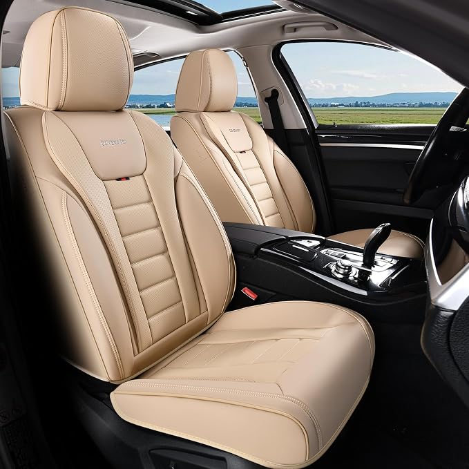 Coverado Car Seat Covers, Front Covers for Cars, Car Seat Cover Front Seats, Automotive Seat Cover, Waterproof, Leather Car Seat Cushion, Universal Interior Covers Seat Protectors for Most Cars by COVERADOAUTO