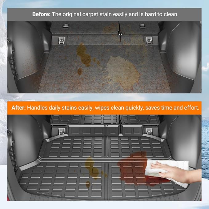 powoq Cargo Mat & Backrest Mats Compatible with 2012-2016 Honda CRV | Cargo Liner Seat Back Protector TPE All Weather Replacement for 2012-2016 Honda CRV Accessories (Trunk Mat+Backrest Mats) - Image 3