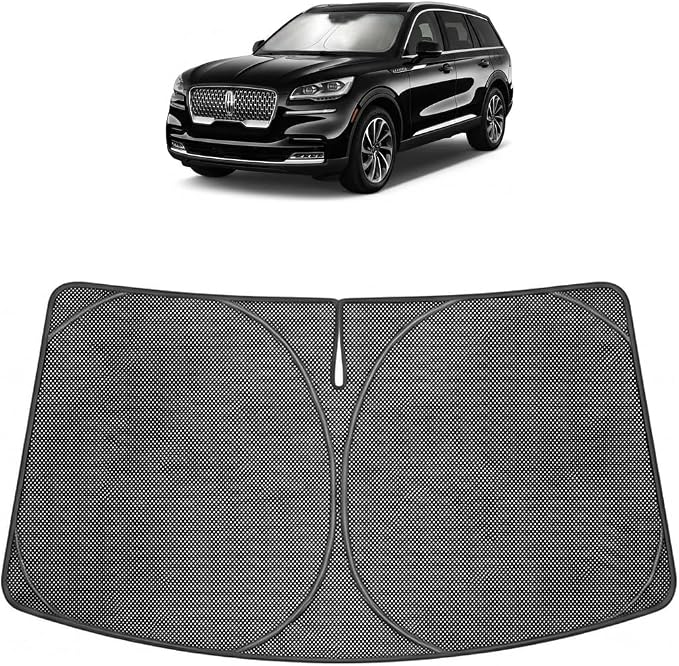 Proadsy Custom Fit Car Windshield Sun Shade for 2020-2026 Lincoln Aviator | Ice Crystal Micro-Refraction Blocks 99% UV, Drops Cabin Temp 54°F. Foldable Full Coverage for Summer Parking/Camping Privacy by Proadsy
