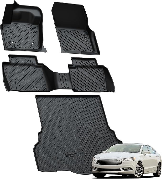 LASFIT Floor Mats for Ford Fusion 2013-2016, Not for Hybrid | with Cargo Mats, All Weather TPE 3D Custom Fit Car Mats, Full Coverage Secure-Fit Floor Liners, Easy to Wash - Image 7