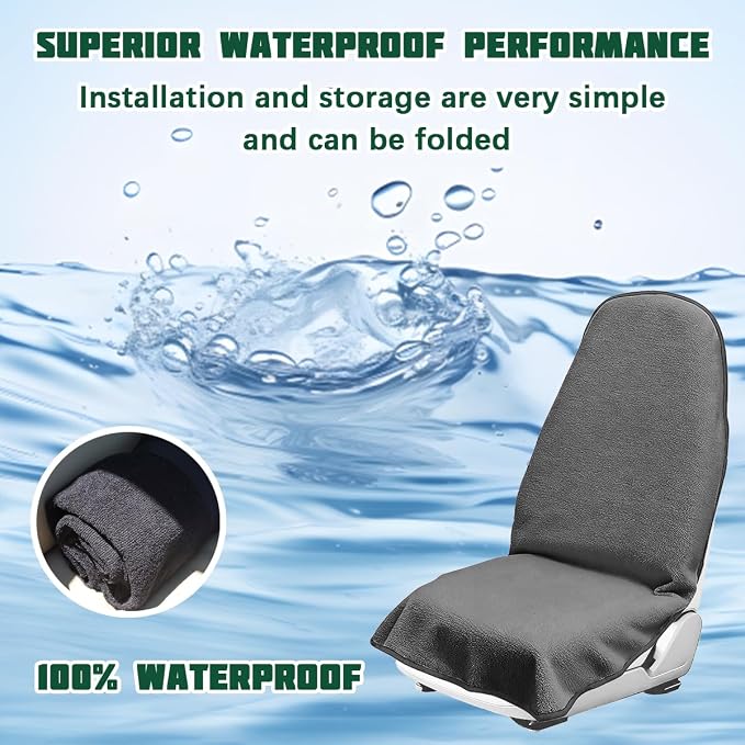 55.12 x 29.53 Inch Terry Cloth Car Seat Cover, Gray | absorbent surface, waterproof barrier, granular anti-slip backing, side-free profile, interior accessory - Image 4