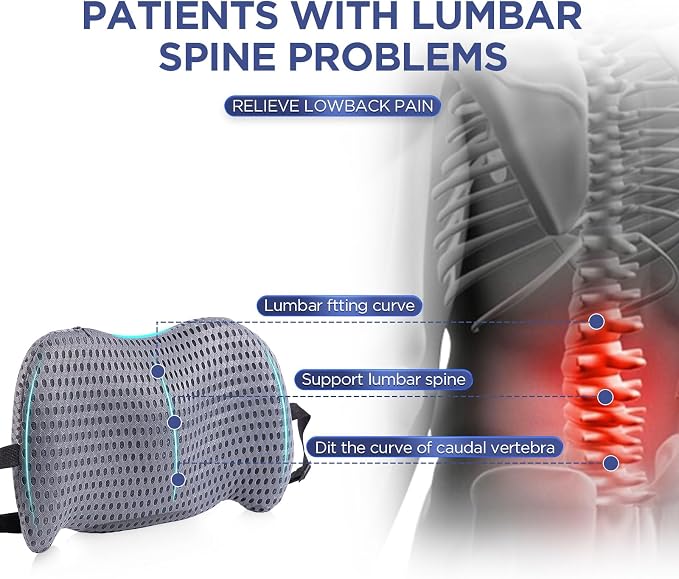 Lumbar Support Pillow for Office Chair, Memory Foam Car Back Cushion | Lumbar Pillow Lower Back with 4d Mesh Cover Adjustable Straps, Ergonomic Chair Back Pillow for Office, Car, Gaming Chairs - Image 2