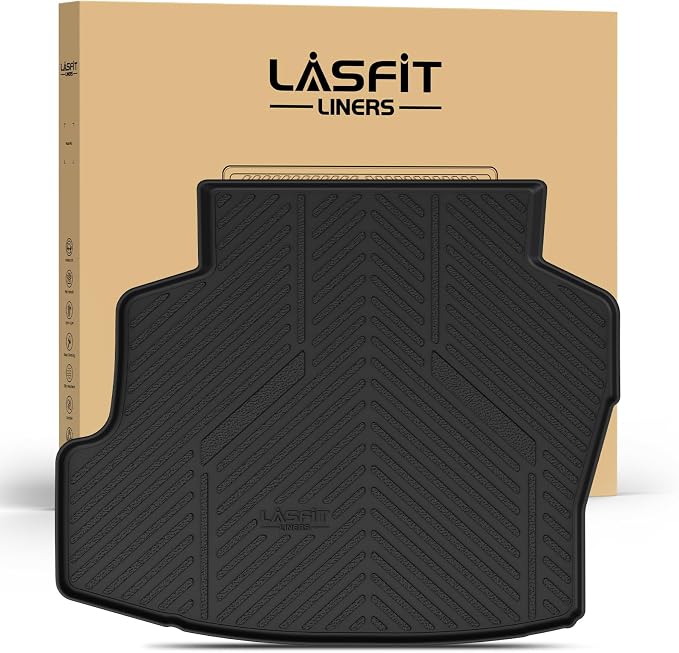 LASFIT Cargo Mat for Toyota Corolla 2009-2010, Black | 3D Custom Fit TPE All Weather Trunk Mat, Full Coverage Secure-Fit Cargo Liner, Easy to Wash by LASFIT