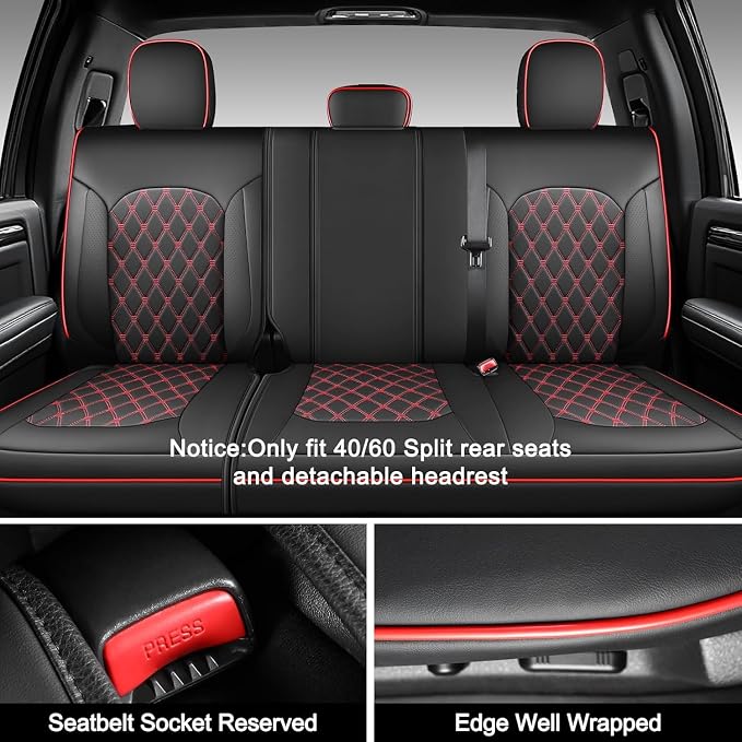 Leather Seat Covers for Silverado/Sierra, Waterproof Custom Full Set Seatcovers for Chevy Silverado/GMC Sierra 2007-2013 & 2019-2026 1500, 2020-2026 2500HD 3500HD Crew/Double/Extended Cab - Image 2