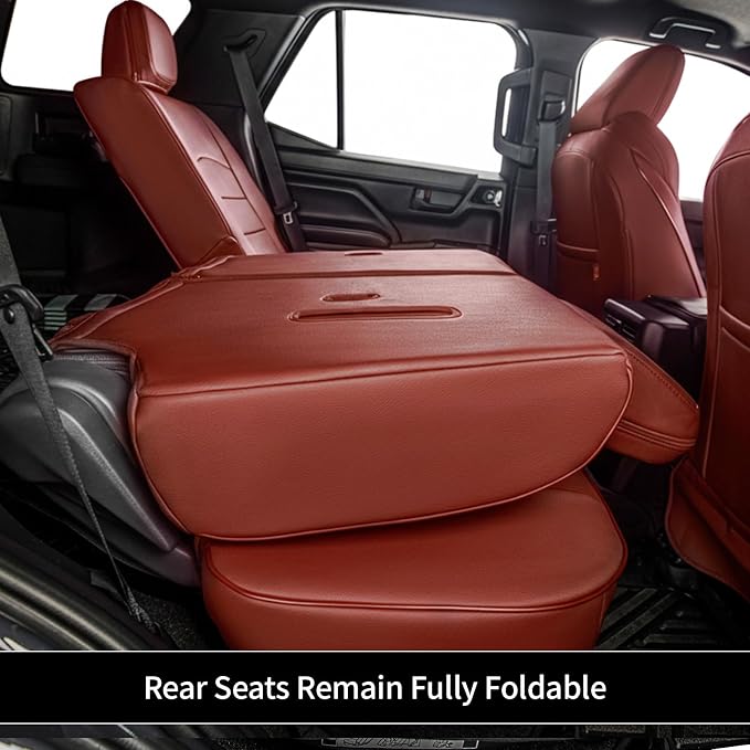 EKR Car Seat Covers Custom Fit for Toyota 4Runner(5 Seats) Full Set | for Toyota 4Runner 2003-2009(Power Front Seats)Full Wrap,Airbag Compatible,Waterproof Pet-resistant,Faux Leather(Burgundy) - Image 7