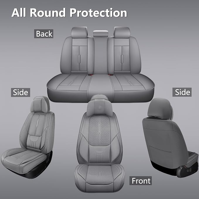 Universal Fit Premium Beige Leather 5-Seats Car Seat Covers | Waterproof full-set seat protector for Cars,SUVs,Trucks,airbag-safe,wipe-clean,10-min install,all-season car seat cushion. - Image 6