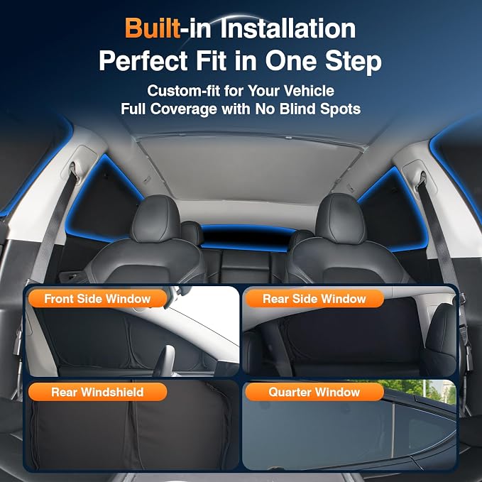 Honda Accord Side Window Sun Shade, OEM Laser-Cut Custom Fit Graphene Honeycomb Heat Blocking Privacy Cover, Car Shades for Side Windows, for Baby Kids Pets, Hot Summer Travel, Rear Sunshade, 7PCS - Image 7