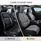 Coverado Seat Covers, Car Seat Covers Front Seats, Car Seat Cover, Car Seat Protector Waterproof, Car Seat Cushion Leather, Seat Covers Carseat Cover Universal Fit for Most Cars Black-Gray - Image 9