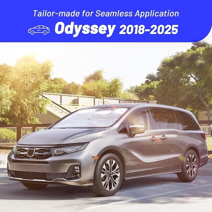 Windshield Sun Shade Umbrella for Honda Odyssey 2018-2025 Front Window | Foldable Sunshade with 360° Rotating Shaft, Custom Fit Car Shades for Odyssey Accessories with UV & Heat Protection - Image 3