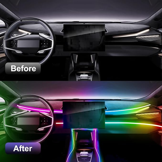 Acrylic 6 in 1 Car LED Lights Interior, RGB Ambient Lighting Car 584 LEDs | 16 Million Colors, APP Control, MusicSync Interior Car Lights for Women Men - Image 6