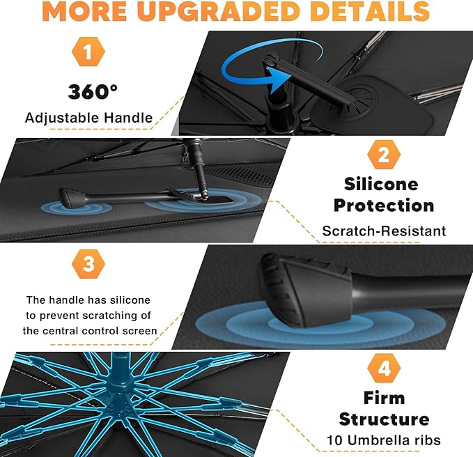 KUST Sun Shade Umbrella for 【2025-2026 Chevrolet Chevy Equinox/GMC Terrain】 | Custom Fit Windshield Sunshade | Foldable Sunshade with Bendable Handle | Blocks Heat & UV Scratch Resistant - Image 5