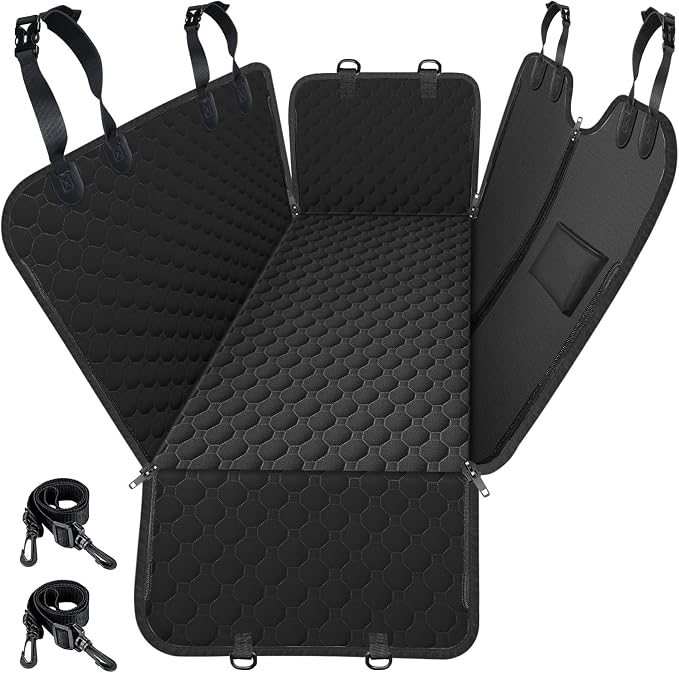 Mancro Dog Car Seat Cover, Waterproof Dog Hammock for Car, Black All | 600D Heavy Duty, Scratch-Resistant Back Seat Pet Cover for Dogs with PVE Nonslip Underside, Fits for Sedan, Trucks and SUVs by Mancro