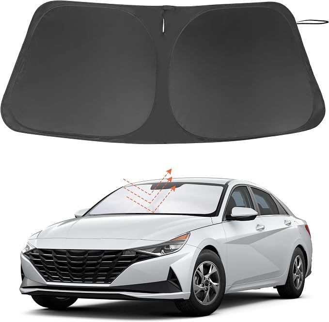Windshield Sun Shade for 2021-2026 Hyundai Elantra Accessories | Full covered for windshield, Foldable & Durable, Block UV Rays, Reduce Heat, Easy to install, Keep Car Cooler by LHFLIVE