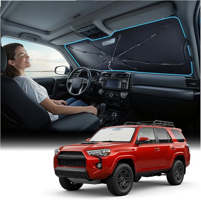 Nmoiss Windshield Sun Shade Umbrella Custom Fit for Toyota 4Runner 2010-2026 Accessories, [Vinyl Coating Heat Shield] Protect Car from Sun Rays & Heat Damage Keep Cool and Protect Interior by Nmoiss