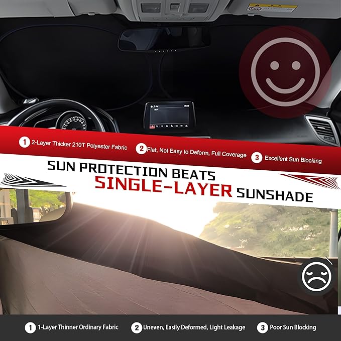 Windshield Sun Shade for 2019-2025 2026 Volkswagen VW Jetta | Foldable Sun Sunshade for Car Front Window Blocks UV Rays and Heat Automotive Interior Protector Custom Fit Accessories - Image 5