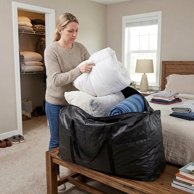 Heavy Duty Storage Bag with Handles for Moving & Storage (46Gal - 1 Pack) | Extra-Large Capacity for Bedding, Clothing, Blankets, Pillows & Bulky Household Items - Image 2