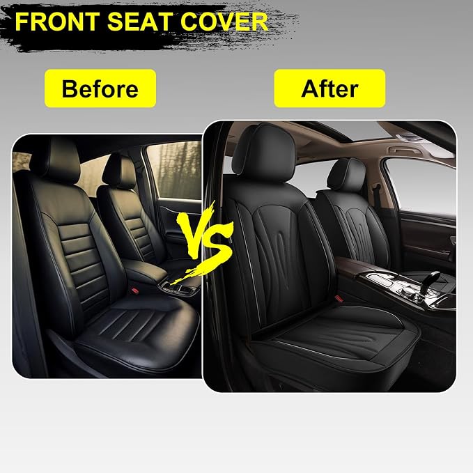Front Seat Covers for Infiniti QX50 2018-2026 2027 Faux Leather | Waterproof Breathable Scratch Resistant 360° Wrap Airbag Compatible Easy Clean (2 Seats,Black ) - Image 4