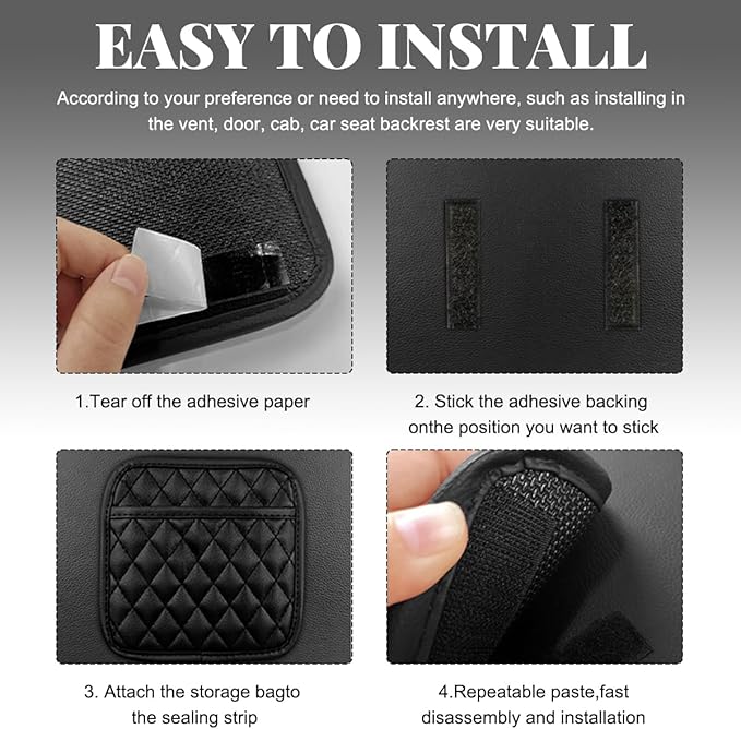 2 PCS Car Side Pocket Organizer, Leather Adhesive Auto Side Seat Back Storage Pocket, Waterproof Phone Document Sunglasses Holder Vehicle Gap Filler Pouch, Car Accessories (Medium) - Image 3