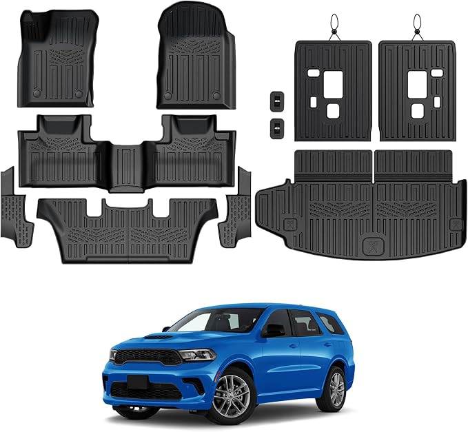 Floor Mats for 2016-2026 Dodge Durango 6-Seats Accessories | Captain Seats, Full-Coverage Mats Set with Cargo Liner & Backrest Mat, Odorless TPE, All-Weather Protection, 3D Laser Fit by GALVAGNITE
