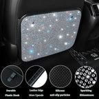 Bling Rhinestone Kick Mats Back Seat Protectors - Premium Car Seat Back Protector with Crystal Diamonds, Fits Most Cars - Stylish Car Interior Decor Accessories for Women & Girls White 2Pcs - Image 2