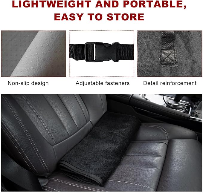 Car Towel Seat Cover, Waterproof Non-Slip Back Seat Protector for Post Gym Workout Beach Hiking, Sweatproof Washable Bucket Seat Protective Cover for Car SUV Truck Sedan (Gray) - Image 5