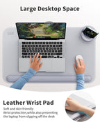 SAIJI Laptop Lap Desk with External Monitor Holder Fits Up to 17" Laptops | Lightweight Lap Tray Table Stand with Soft Leather Wrist Rest, Lap Desk with Cushion for Home Office Working On Couch & Bed - Image 2