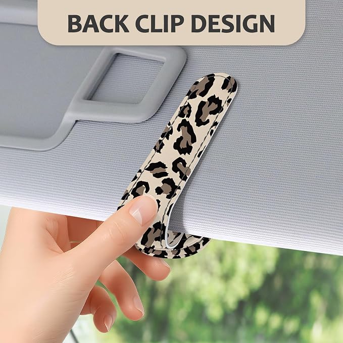 2 Pack Sunglass Holder for Car Visor, Universal Magnetic Car Sunglass Holder for Different Size Eyeglasses, Car Visor Accessories (Leopard-Yellow) - Image 4