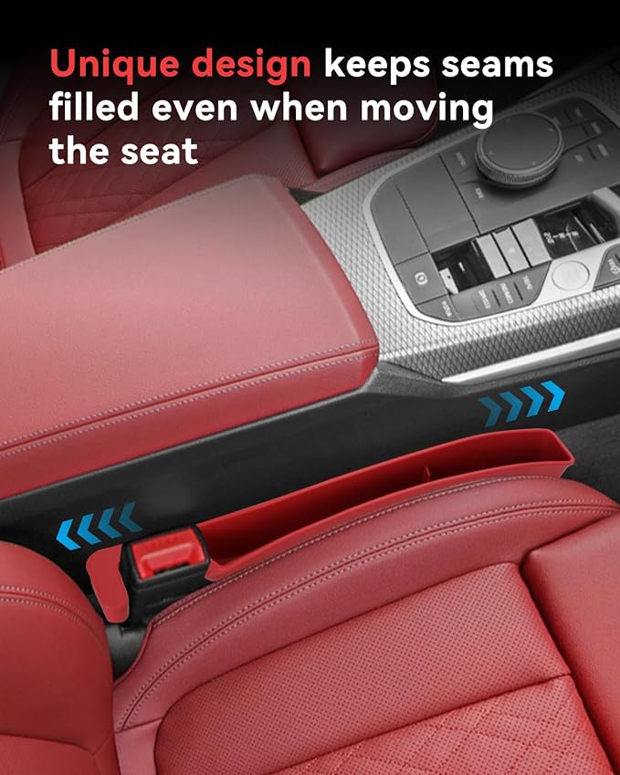 Car Seat Gap Filler, Seat Gap Organizer with Phone Holder, Car Seat Accessories, Car Organizer Fit SUV Truck-2PCS Red - Image 6
