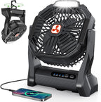 Portable Fan Rechargeable 20000mAh Cordless Battery Powered Camping Fan | with LED Lantern Battery Operated for Travel Bedroom Home Camping Tent Office Beach Desk Fishing Table Black by OnlyNewforYourLife