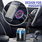 Magnetic Car Cup Holder with Phone Holder, 360° Rotating Cup Holder Expander Phone Holder, N52 Magnets Universal Car Mount with Adjustable Base for iPhone Samsung All Smartphones - Image 2
