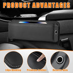 Ziciner Car Seat Gap Organizer, Premium Leather Auto Seat Storage Box, Vehicle Adjustable Front Seat Gap Filler, Car Seat Side Pocket Organizer for Phones, Glasses, Keys, Money, Cards (Black) - Image 3
