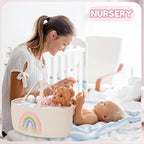 Aliceset Large Baby Diaper Caddy for Girl Boy Rope Nursery Storage Bin Basket Portable Holder Tote Bag for Changing Table Car Travel Baby Shower Gifts Newborn Essentials Registry Must Have(Rainbow) - Image 4