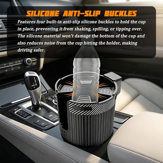 Car Cup Holder Expander, Vehicle Cup Holder Adapter with Adjustable Base, Auto Interior Cupholder Drink Extender Adapter for Most Coffee Mugs Bottles & Cups, Universal for Vehicles - Image 6