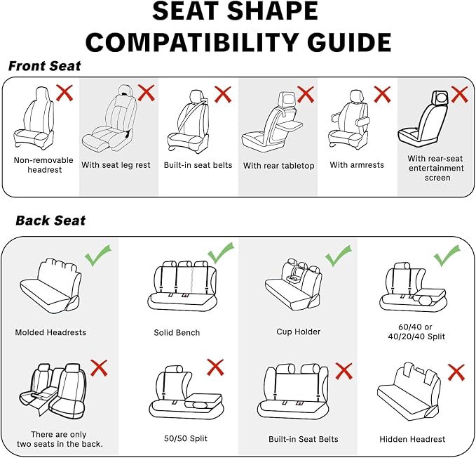 Car Seat Cover Full Set Kit, Universal Car Seat Cover for Cars, Waterproof Leather, Protect & Upgrade Car Interior, Airbag Compatible, Easy to Install & Clean, for SUV, Pickup Truck, Sedan - Image 9