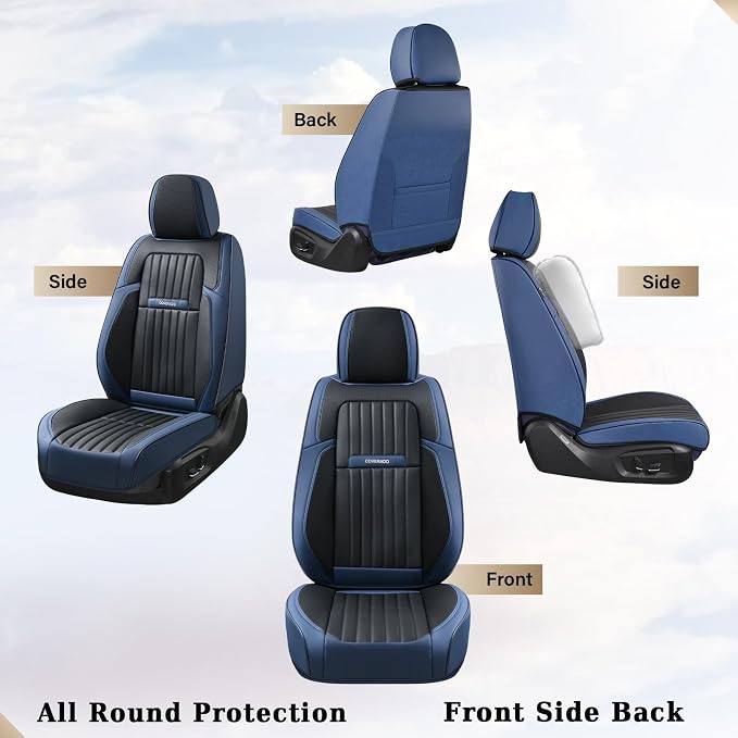 Coverado Car Seat Covers Full Set, Car Seat Protector Car Seat Cushion, Nappa Leather Seat Covers for Cars, Front and Back Seat Protectors Cushions Universal Fit for Most Cars Vehicles(Pink&Grey) - Image 4