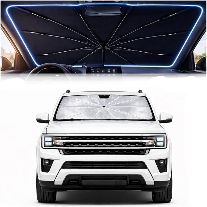 Car Windshield Sun Shade Umbrella for Ford F150 2015-2020 | 2026 Upgraded,Custom-Fit Umbrella Sunshade,Easy Install,UV Protection & Heat Reflective,Keep Interior Cooler with Storage Bag by Unknown