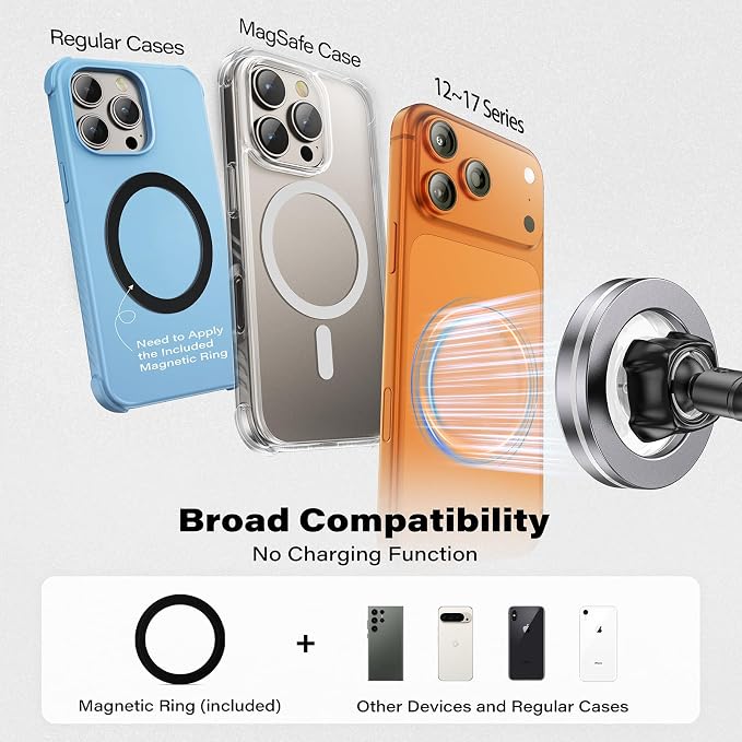 MagSafe Car Phone Mount with One-Button Suction Cup Lock | Strong Suction Cup with One-Button Lock Mounts to Dashboard or Windshield; Fits Iphone 12-17 and MagSafe-Compatible Phones - Image 7