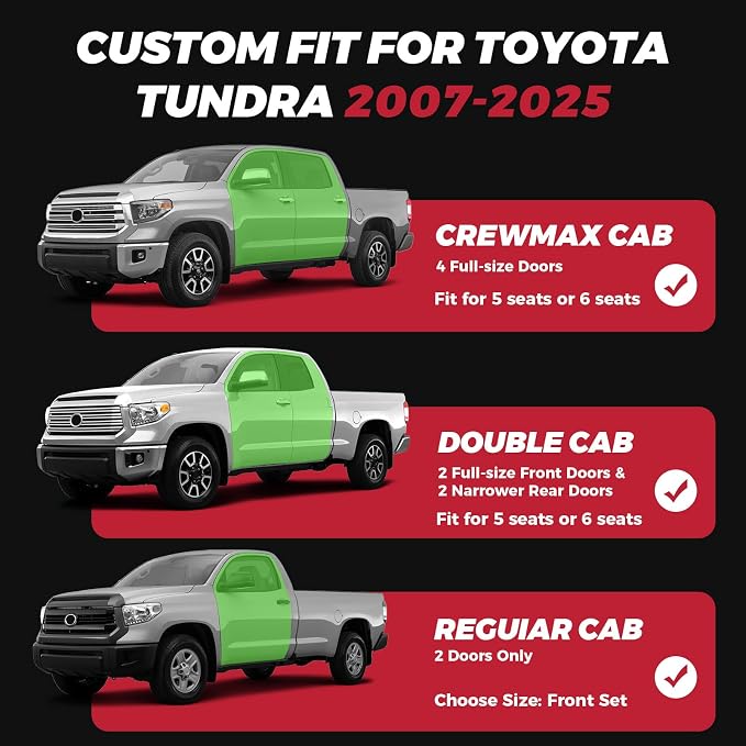 FREESOO for Toyota Tundra Seat Covers 2007-2021 Crewmax Cab 2 Front Set | 2pcs, Custom Fit, Airbag Compatible, Premium Waterproof Leather, for Truck Toyota Tundra Accessories, BlackBlue - Image 2
