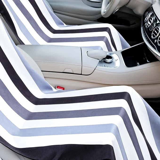 2 Pack Car Seat Towel Cover with Storage Bag, Black Vertical Stripes | 63 x 32 in Car Towel Seat Cover Non Slip Waterproof, Gym Workout Swimming Running, Machine Washable Sweat Absorbent Protector - Image 5