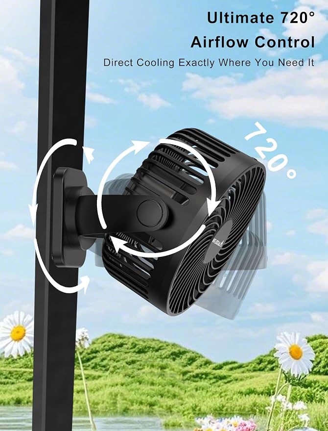 [Upgraded 2X Magnet] 2-Pack Magnetic Golf Cart Fan Rechargeable, 12000mAh Battery Operated Portable Fan with Light, Magnetic Base, Suitable for EZGO Club Car Yamaha, Golf Cart Accessories 2026 - Image 5