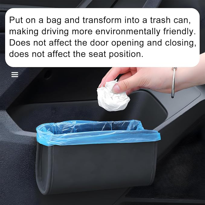 Car Seat Side Storage Pocket, Leather Hanging Foldable Multifunctional Vehicle Front Door Back Organizer Box, Waterproof Auto Interior Organizing Container, Universal fit(Black) - Image 5